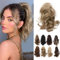 TESS Coleta Postiza Pelo, 30 cm Ondulado Postizos de Pelo Sintetico #24 Naturblond Coleta Extensiones con Pinza para Mujeres