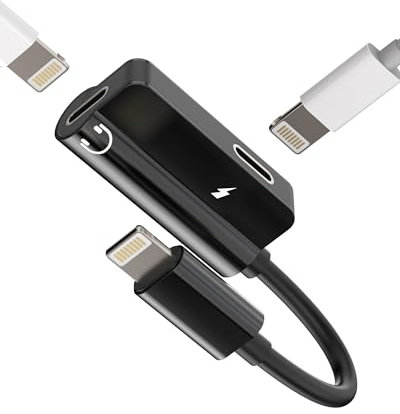 Dual Lightning Adapter Charge AUX Dongle for iPhone (2in1)Charger Headphone Splitter for Apple MFI Certified Double Jack Charging Audio Cable Connector for Ipad Air 14 13 12 11 Pro Max Mini 7 8 Plus X