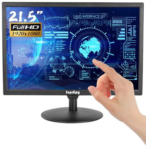Suprlipy 21.5 Pollici Touch Screen FHD1920x1080 Supporto HDMI VGA AV USB BNC, 10 Punti Touch Capacitivo TFT LED 16:9 Monitor per PC Portatile Xbox PS5 PS4 Switch POS Systems Built-in Speakers