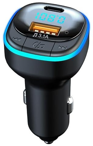 25W High-Power Wireless Auto FM Transmitter, Freisprecheinrichtung Musik Streaming, schnelle Typ C USB Auto Ladegerät, schneller MP3 Player und hochwertiger Audio Empfänger für In-Car Unterhaltung