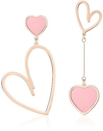 Linawe Boucles d'oreilles en forme de cœur, boucles d'oreilles suspendues, boucles d'oreilles en acier inoxydable pour femmes, boucles d'oreilles suspendues pour amoureux, or, argent, or rose