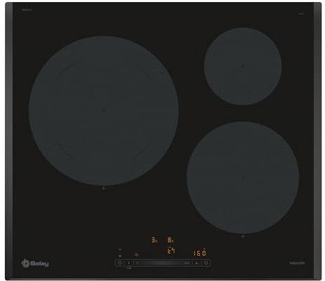 Balay, Placa de Inducción, 60 cm De ancho, 3 Zonas, 11 Niveles, Zona de 28 cm, Negra, 3EB965LH