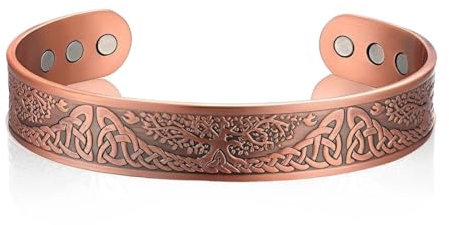 PRAOFRT Magnetarmband Kupferarmband mit 6 Magneten - Verstellbare Manschettenarmbänder für Damen und Herren (A)