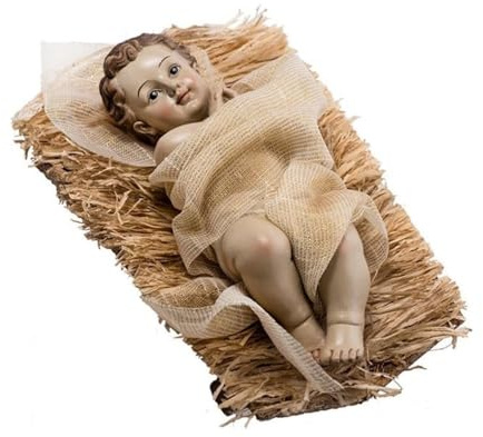 Inmaculada Romero IR Niño Jesús Nacimiento Navidad Figura Belén 15 cm. Pesebre Paja Cuna 17 cm.