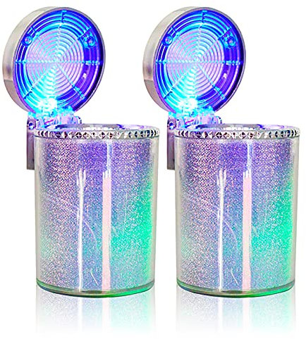 Geoyien Posacenere auto, Posacenere per auto, Portacenere, Posacenere colorato sigillato staccabile portatile appendibile, Luci LED integrate, Ignifugo e resistente al calore, per casa allaperto auto
