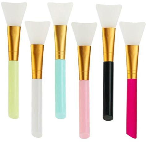 Mask Brush 6pcs Face Mask Applicator Jelly Brush Mask Applicator Tool Face Mask Brush for Body Lotion Butter Clay Mask DIY Mask (Pink+Blue+Rose+Black+White+Yellow)