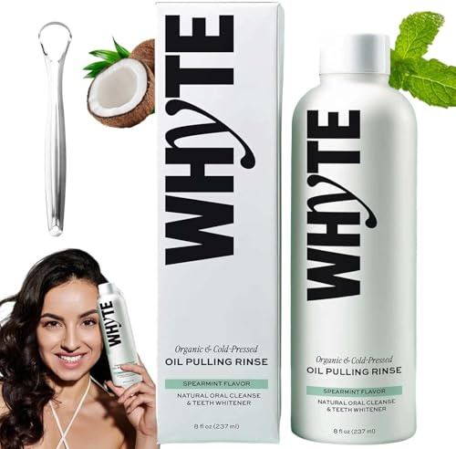 Whyte Oil Pulling Rinse, Spearmint Oils Pullings Rinse, Natural Oral Cleanse & Fresh Breath, Remove Yellow Stains and Brighten Teeth