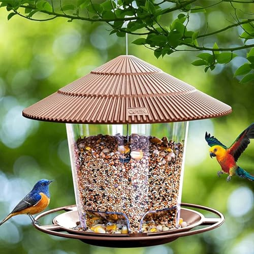 Vogelfutterhaus zum Aufhängen,820ml Vogelfutterstation Vogelhaus zum Aufhängen Wetterfest,Kunststoff Futterhaus,Futterspender Vögel,Vogelfutterspender für Vögel Geignet für Balkon Garten