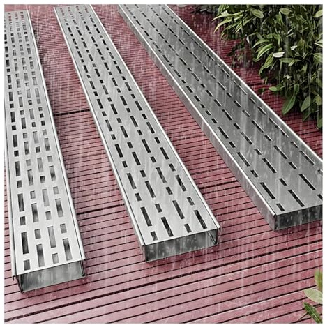 Canaletta scolo acqua piovana cemento,Canaletta Scolo Acqua Piovana Robusto,Canale di Drenaggio Esterno con Griglia in Acciaio Inossidabile Rimovibile,Per Esterni Stretti(H5*W4CM/H1.96*W1.57IN)