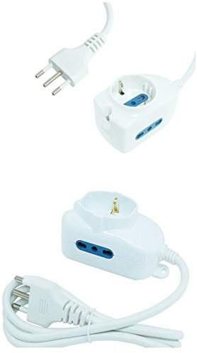 Spina elettrica adattatore tripla schuko 16A con prolunga 1m