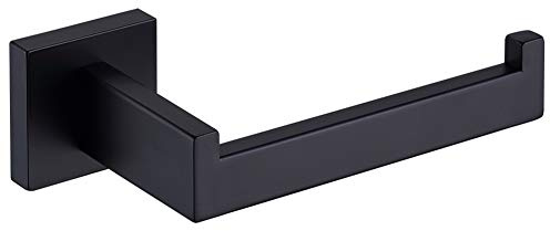 TASTOS Toilet Paper Holder Matte Black, Toilet Tissue Roll Holders Dispenser and Hangers Wall Mounted for Bathroom & Kitchen, Stainless Steel Modern Square Style