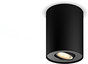 Philips Hue White Ambiance Pillar 1er Spot, schwarz 250lm Erweiterung, dimmbar, alle Weißschattierungen, steuerbar via App, kompatibel mit Amazon Alexa (Echo, Echo Dot), alte Generation