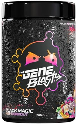 Gene Blast Black Magic Pre Workout – Strength, Energy, Focus & Muscle Pumps | BCAA + EAA | High Stim | No Crash | 720g (Fruit Punch)
