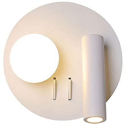 Foco De Pared LED 6W Aplique Giratorio De Pared Cableado Con Interruptor, Focos De Pared Ajustables Iluminación Puntual De Acento Para Interiores, Lámparas Giratorias De Pared Blancas Para Lectura Jun
