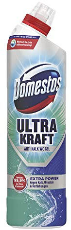 Domestos Anti Kalk Ultra Kraft WC Gel Reinigungsmittel gegen Urinstein und Verfärbungen für eine effektive WC Reinigung 750 ml