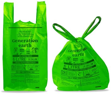 Generation earth | 120 Nappy Bags - 100% Biodegradable - Easy Tie Handle - Extra Thick - Odour Free Sanitary Disposal Bag - Large Adult Nappy Disposal Sacks