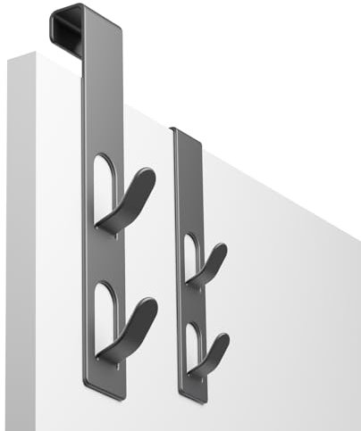 FRETONBA Türgarderobe zum Einhängen, Perfekt für deutsche Türen, Türgarderobe Haken Ohne Bohren über Tür, Türhaken praktisch Zum Aufhängen von Kleidung, Taschen, Schals etc, Schwarz（2 Stück）