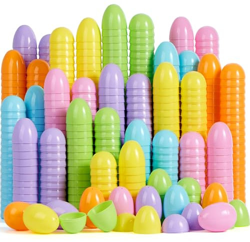 JOYIN Uova di Pasqua pastello da 8 cm, 25 uova di plastica grandi, gusci d'uovo riempibili colorati vuoti per caccia di Pasqua, bomboniere, riempitivi per cestini, forniture per premi in classe
