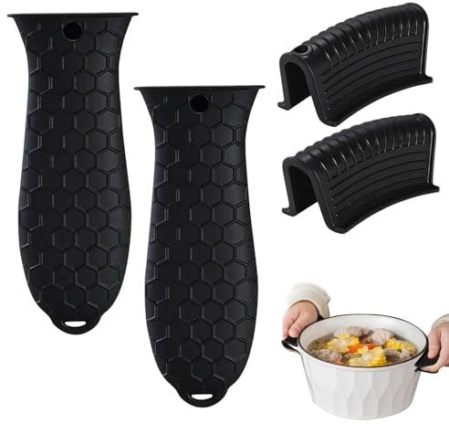 4 Stück Silikongriffe für Töpfe und Pfannen - Topfgriffe Mit Hitzeschutz für Ofenschalen, Gusseiserne Bratpfannen, Küche und Kochen