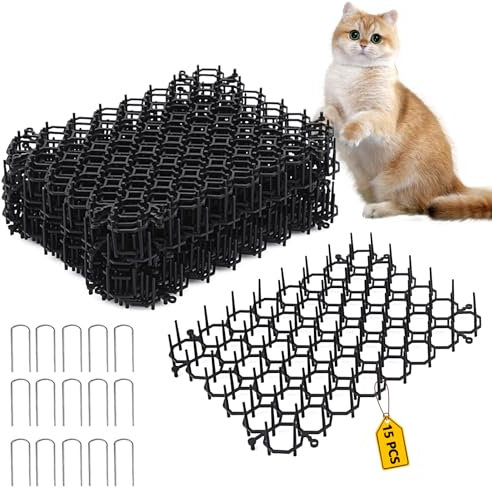 katzenschreck für Garten - 15 Stück Katzenabwehrmatten für draußen, effektive Katzengitter zur Abwehr von Katzen und Anderen Tieren (20 * 15cm, 15)
