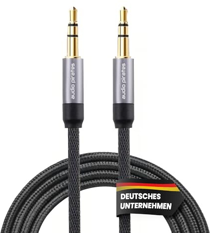 audio pirates Aux Kabel, Audiokabel Klinke auf Klinke – Nylon-geflochtenes 3,5mm Klinkenkabel; kompatibel mit Autoradios, Kopfhörern, Lautsprechern, Smartphones, Laptops; flexibel (1 Pack - 0,5 Meter)