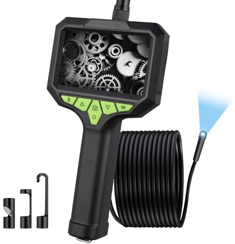 BINTA Cámara de Inspección,Endoscopio Industrial Pantalla LCD IPS de 4,3 HD 1080P, Impermeable IP67,Compatible con Tarjetas de Memoria con 6 Luces LED Cable Semirrígido de 5M