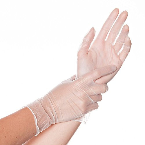 FRANZ MENSCH 100 Stück Hygonorm Vinylhandschuhe Classic Fit | gepudert, Packung, transparent, 7/S, L: 24cm, Einmalhandschuhe, Einweg- Handschuhe, Vinylhandschuhe