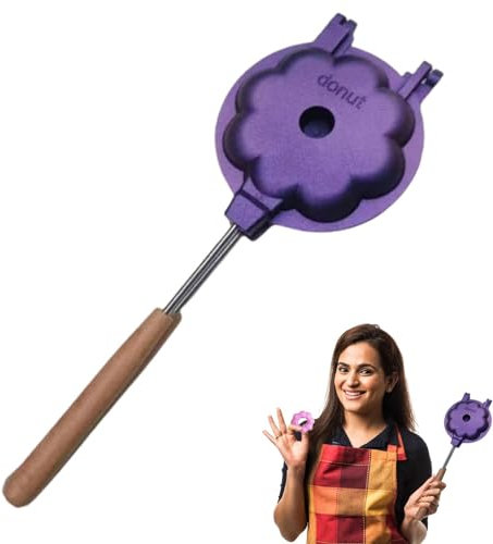 Máquina para hacer donas para el hogar, molde de aluminio para donas - Herramientas resistentes para decoración de pasteles | Bandeja para hornear antiadherente con mango largo para hacer donuts grand