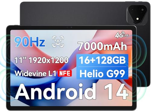 ALLDOCUBE iPlay 60 Pro 11 Tablet, 90Hz FHD (1920x1200), Android 14, 16GB RAM (6+10)+128GB+512GB erweiterbar, Helio G99 Octa-Core, Widevine L1, 7000mAh, 4 Lautsprecher, 4G/Wifi5, PD 18W