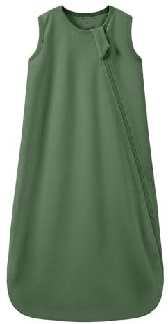 Mosebears 0.5 Tog Baby Schlafsack-Baumwolle Sommer Schlafsack für Neugeborene, Jungen & Mädchen(Dark Green,M(6-12 Monate))