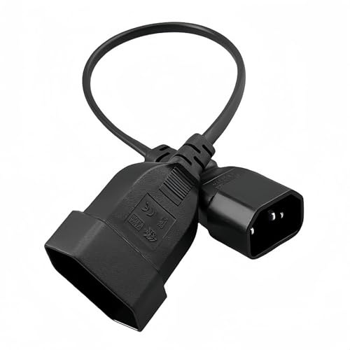 Leloco Kaltgerätestecker C14 auf Typ C Stromkabel 30cm，C14 Stecker auf Typ C kaltgerätekabel Kabelkonvertierung Buchse Netzkabel für PC,Computer, Monitor, Drucker Beamer - Schwarz