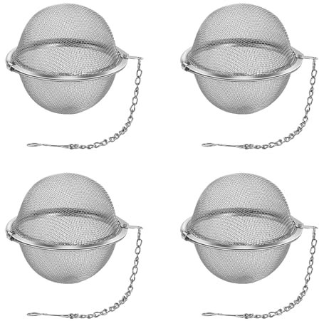 Tea Strainer Ball, 4 Pcs Stainless Steel Tea Strainer Infuser Balls for Loose Leaf-Tea with Extended Chain Hook, Reusable and Easy to Clean Accessories for Home, Office, Afternoon-Tea
