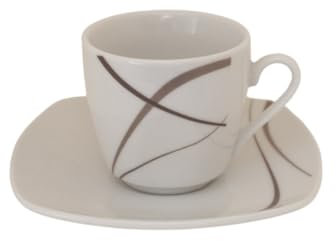 Omniacasa Servicio de tazas de café de 12 piezas para 6 personas, diseño moderno, de porcelana resistente, lavables en lavavajillas y aptas para microondas.