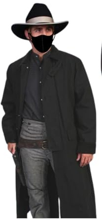 Lädervers herr western cowboy gammal väst brun bomull lång kappa dammvippa full längd för halloween cosplay