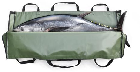 Oreilet Sling-Fischtasche, Robuste Große Fischhalter-Transporttasche, Großer Angelkescher-Karpfensack mit 6 Griffen, Karpfen-Angelausrüstungstasche für Süß- und Salzwasser (Green)