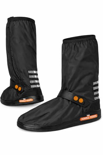THE JUNGLE Kit Impermeable Completo Riders – Chubasquero Largo con Capucha y Visera Transparente + Cubrebotas Impermeables Antideslizantes (CUBRE BOTAS GRANDE 40-46)