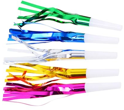Abaodam 18 Silbatos Metálicos Flecos de Colores Vibrantes, Matraca de Fiesta Ruidosa, Juguetes para Cumpleaños y Celebraciones, Accesorios para Fiestas Infantiles, Color Color Aleatorio