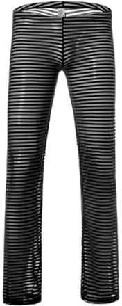 Bas de Pyjama pour Homme, Pantalon de détente en Maille Transparente Taille Basse, Pantalon Long respiratoire à Rayures pour Nuit et Maison, Collant Extensible Droit for Sport et Fitness