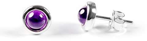 Klassische, runde Silber-Ohrstecker mit Amethyst