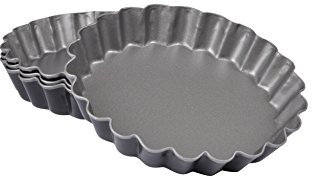 CAP DELICES 4 stampi per tortine, Alluminio, Grigio, 12 x 12 x 2.1 cm