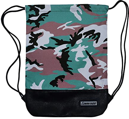 Army Turnbeutel Gym Bag Tasche Rucksack Sportbeutel + Army-Shop-BW Schlüsselanhänger (US Army Woodland Camouflage)