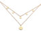 Kim Johanson Edelstahl Damen Multilayer Halskette *Coin & Kompass* in Gold mit 5 runden Plättchen (2 x Ketten Set) Boho Schmuck Kette verstellbar inkl. Schmuckbeutel