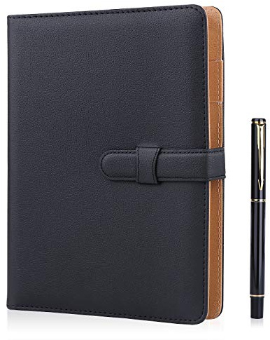 Minlna A5 Leder Notizbuch, Bindemittel Nachfüllbares Kompositions Notizbuch, für Business-Tagebuch Sitzungsprotokoll