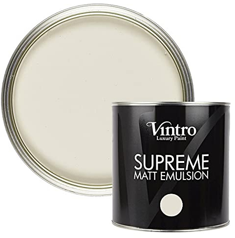 Vintro | Luxury Matt Emulsion | Cream with hint of Grey | Smooth Chalky Finish | Multi Surface Paint | for Walls, Ceilings, Wood and Metal | 2.5L (Yorkshire Stone)