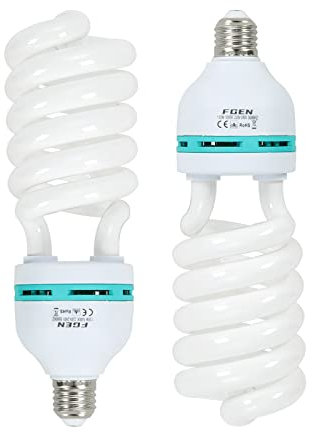 FGen 2 Bombillas CFL de 85 W, 5500 K, con Conector E27, luz de Estudio de bajo Consumo, 10.000 Horas de Vida útil, iluminación para fotografía de Productos, Estudio fotográfico, softbox