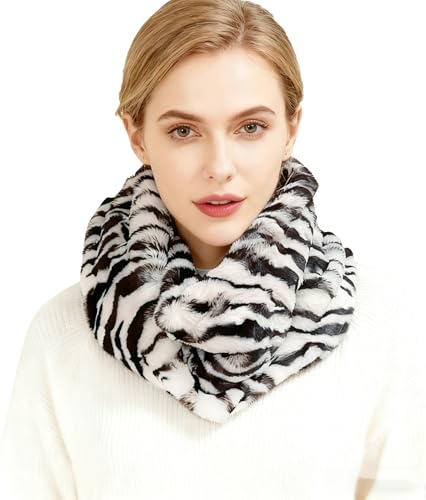 Lina & Lily Vinter Loop halsduk Snood damer fuskpäls, Zebra,