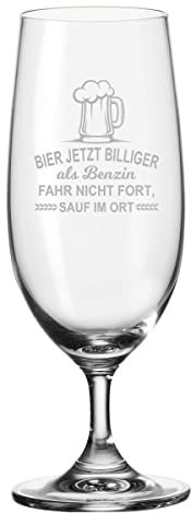 Leonardo Copa Cerveza con Grabado – Tulipán de Cerveza como Regalo para los Amantes de la Cerveza – Cerveza ahora más Barata que la Gasolina – Idea de Regalo para Hombres para Cumpleaños – Regalos