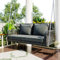 PE-Rattan Gartenschaukel, Hängeschaukel 2-Sitzer mit Graues Sitzkissen und Ketten, Hollywoodschaukel, Hängebank mit Rückenkissen, Abnehmbar und Waschbar, für Garten Balkon Veranda, Grau