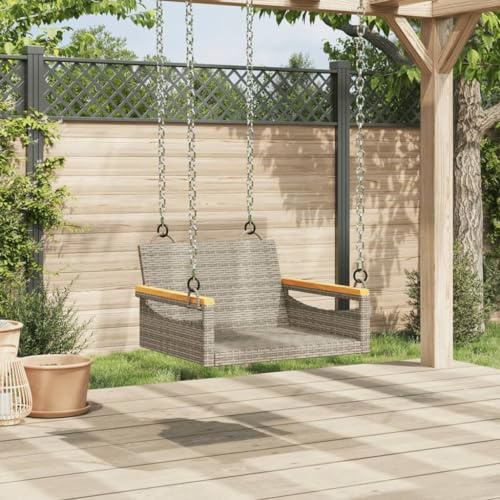 Homgoday Hanging Chair, Hanging Chair, Hanging Chair, Swing Bench, Hollywood Swing without Swing Frame for Patio, Garden, Balcony, Grey, 63 x 62 x 40 cm, Poly Rattan