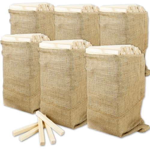 Legnetti Accendifuoco di Abete 100% Naturale, Legna da Ardere Essiccata, per Stufa e Camino a legna, BBQ, 16 cm, 310 pezzi (6 SACCHI - 30KG)